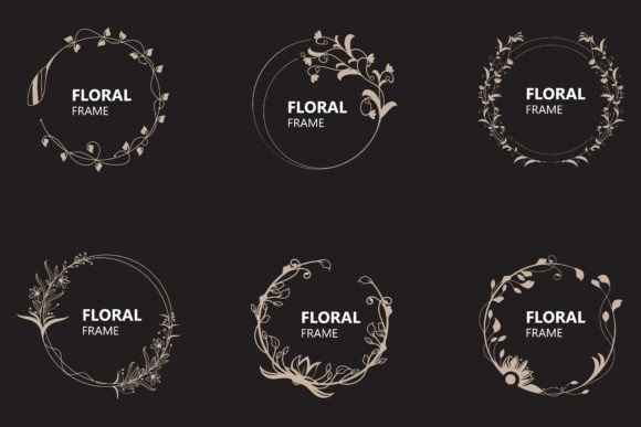 Download Floral Frame Round Shape Emblem Logotype - Type Collection