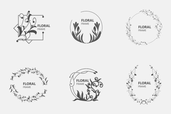 Download Floral Frame Round Shape Emblem Logotype - Type Collection