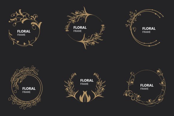 Download Floral Frame Round Shape Emblem Logotype - Type Collection