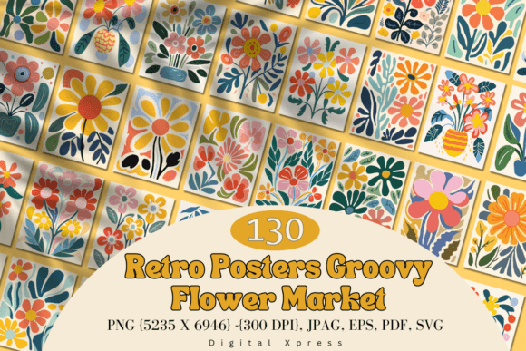 Download Retro Posters Groovy Flower Market - Posters Collection